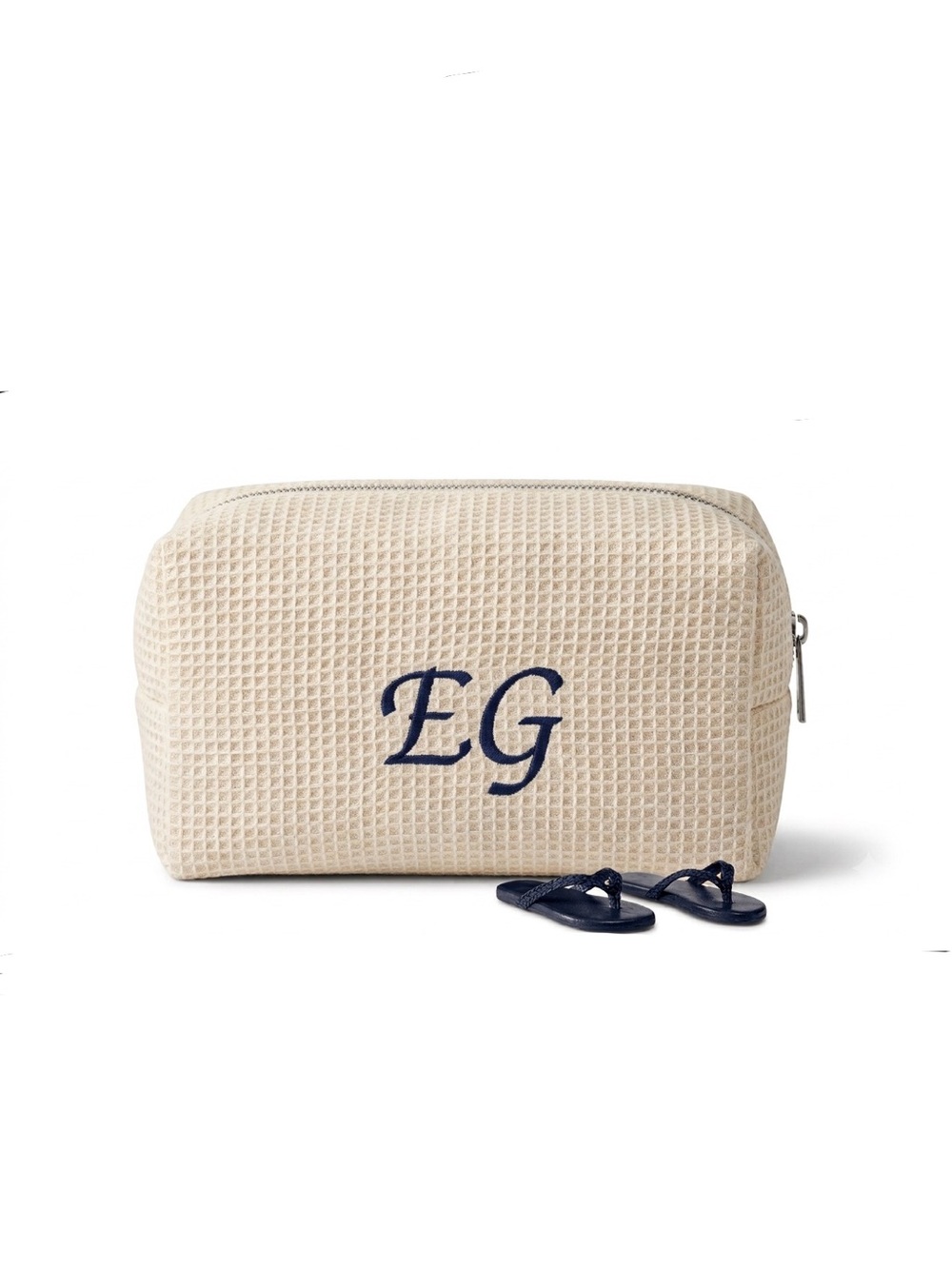Custom white waffle cosmetic bag